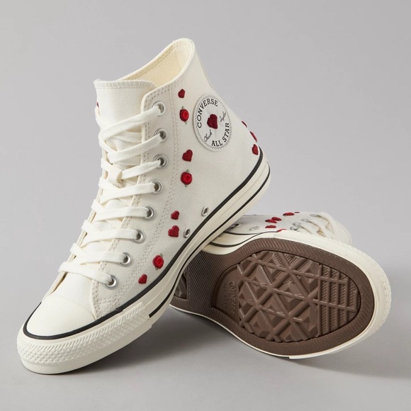 Converse White and Red High-Top Sneakers - Picture 1 of 7